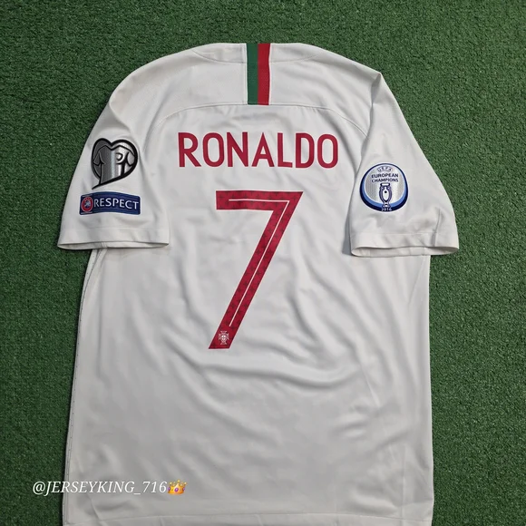 Nike Portugal FPF Cristiano Ronaldo #7 2018/2019 Away White Jersey Euro 2020 Qua